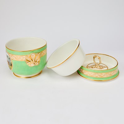 Lot 390 - Pair of Derby Apple-Green Ground Ice Pails, Covers and Liners