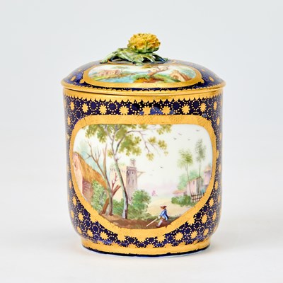 Lot 360 - Sèvres Blue-Ground Sugar Bowl and Cover