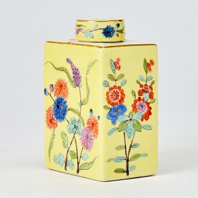Lot 351 - Meissen Yellow-Ground Rectangular Tea Canister and Cover