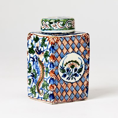 Lot 337 - Dutch Delft Tea Cannister and Cover