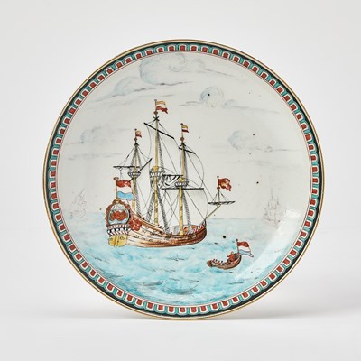 Lot 325 - Chinese Export Porcelain Dutch Decorated Shipping Saucer-Dish