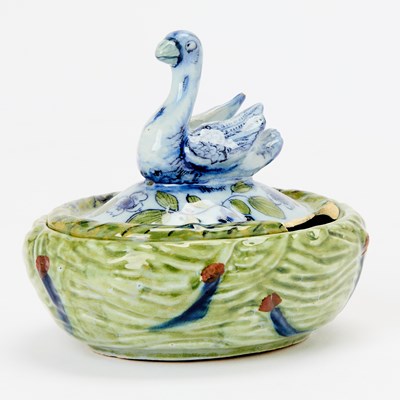 Lot 339 - Dutch Delft Butter Box and Cover