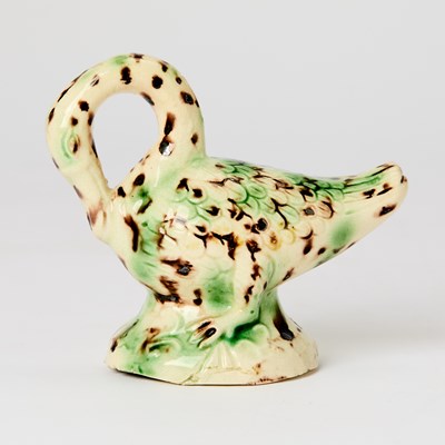 Lot 378 - Staffordshire Creamware Model of a Swan