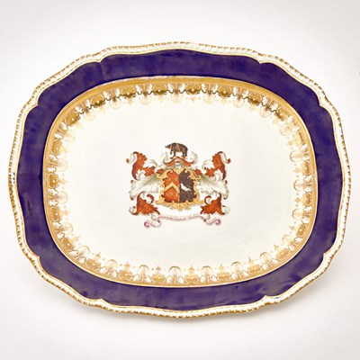 Lot 397 - English Armorial Blue-Ground Platter