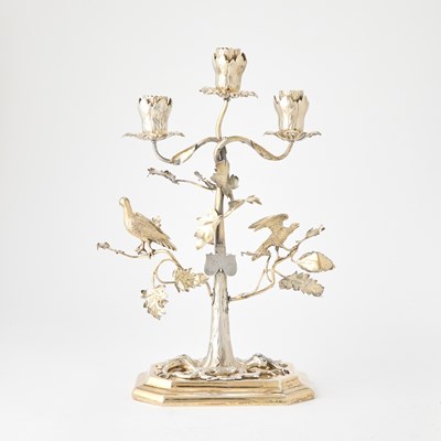 Lot 109 - Victorian Sterling Silver Gilt Three Light Figural Candelabra