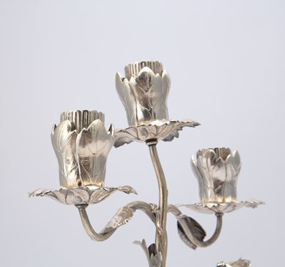 Lot 109 - Victorian Sterling Silver Gilt Three Light Figural Candelabra