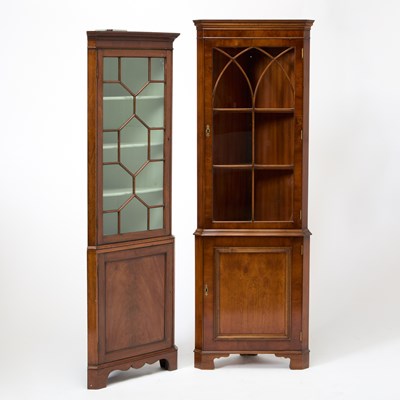 Lot 262 - Two George III Style Mahogany Corner Cupboards