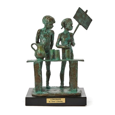 Lot 325 - Patinated Bronze Figural Group Entitled "Lemonade"