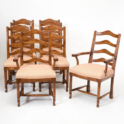Lot 249 - Set of Eight French Provincial Walnut Upholstered Dining Chairs