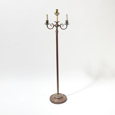 Lot 251 - Patinated Metal Three-Light Floor Lamp