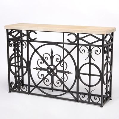 Lot 319 - Black Wrought Iron Console Table
