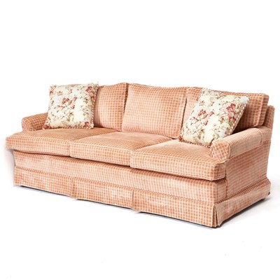 Lot 265 - Pink Upholstered Sofa with Two Pillows