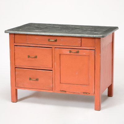 Lot 315 - Zinc Top Painted Side Cabinet