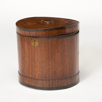 Lot 385 - George II Feather Banded and Parquetry Inlaid Mahogany Box