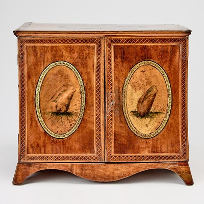 Lot 390 - George III Painted Satinwood Small Cabinet