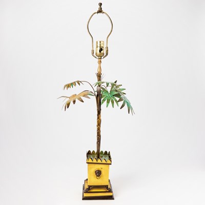 Lot 287 - Regency Style Yellow Painted Tole Table Lamp
