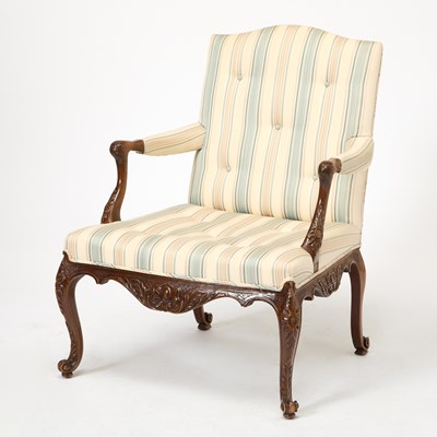 Lot 286 - George III Style Upholstered Mahogany Library Armchair