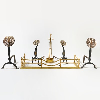 Lot 280 - Group of Brass Fireplace Equipment