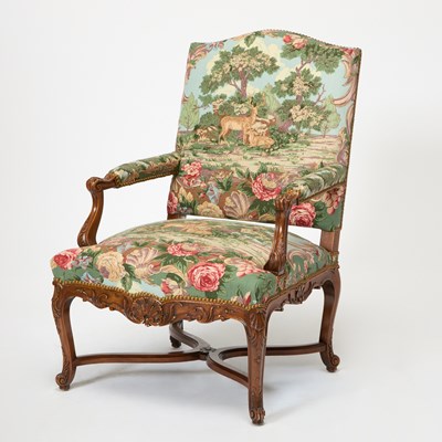 Lot 245 - Regence Style Upholstered Mahogany Library Armchair