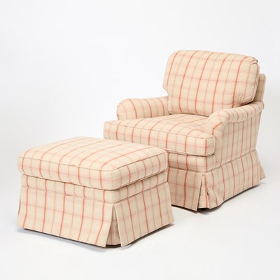 Lot 284 - Plaid Upholstered Club Chair and Ottoman