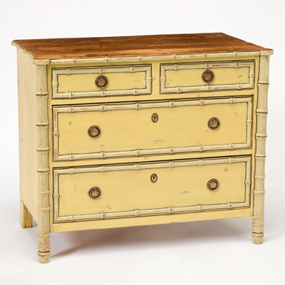 Lot 310 - Painted Faux Bamboo Chest of Drawers