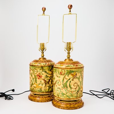 Lot 247 - Pair of Painted Wood Table Lamps