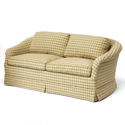 Lot 297 - Green Checkered Upholstered Sofa
