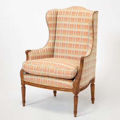 Lot 253 - Louis XVI Style Upholstered Walnut Bergere