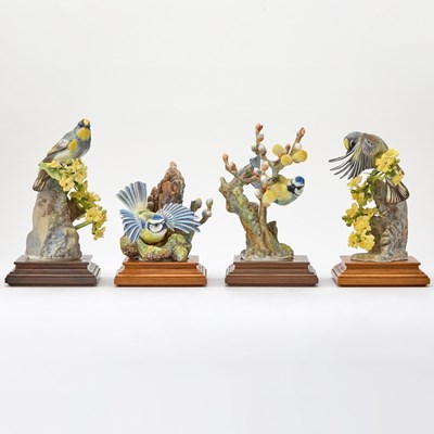 Lot 400 - Group of Four Royal Worcester Porcelain Bird Groups