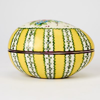 Lot 406 - Sèvres Style Yellow-Ground Porcelain Egg Box