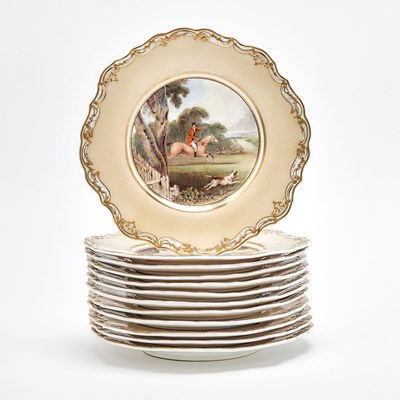 Lot 272 - Set of Twelve Copeland & Garrett Hunt Scene Porcelain Plates