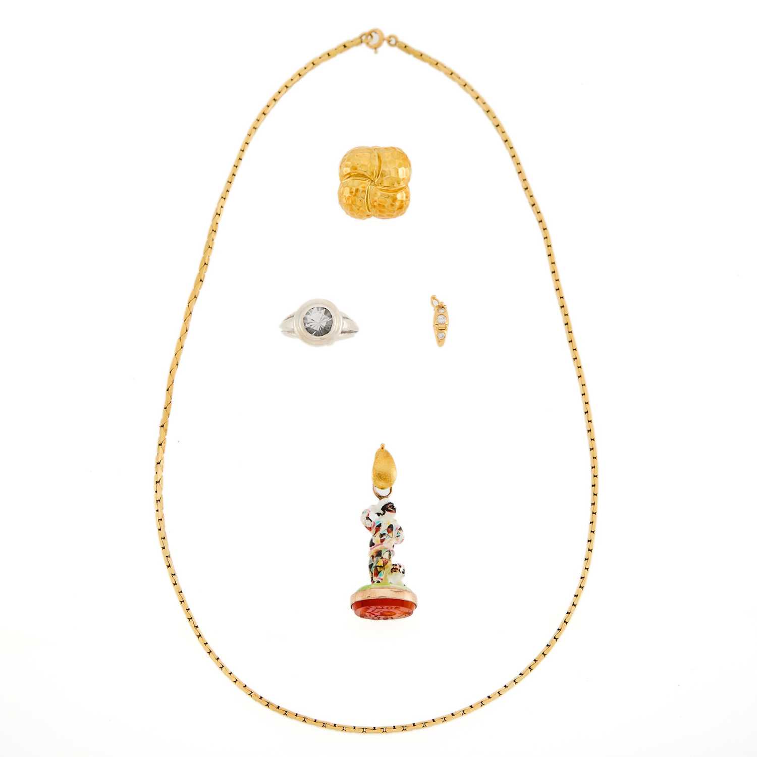 Lot 2298 - Group of Gold, Silver and Metal Jewelry