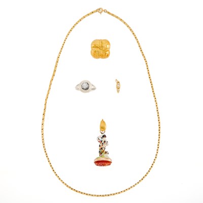 Lot 2298 - Group of Gold, Silver and Metal Jewelry