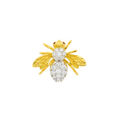 Lot 1157 - Herbert Rosenthal Gold, Platinum and Diamond Bee Brooch