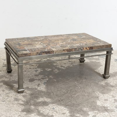 Lot 224 - Metal and Composition Stone Low Table