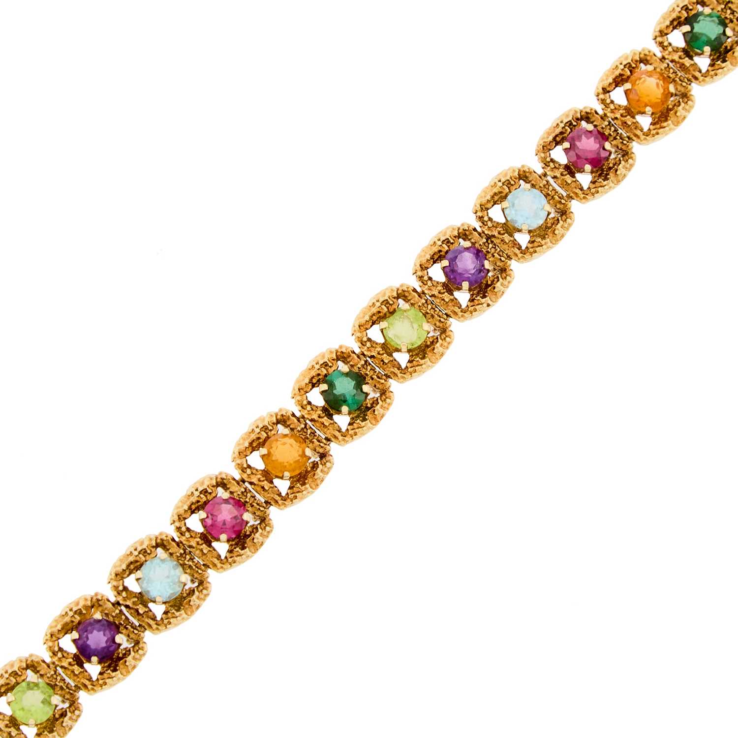 Lot 2244 - Gold and Multicolored Colored Stone Bracelet