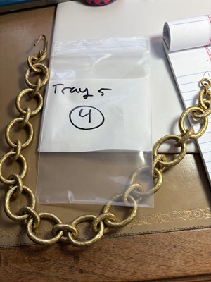 Lot 2304 - Attributed to Judith Bright Gold-Filled and Aquamarine Bead Chain Necklace and Bracelet and Costume Link Necklace