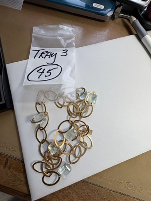 Lot 2304 - Attributed to Judith Bright Gold-Filled and Aquamarine Bead Chain Necklace and Bracelet and Costume Link Necklace