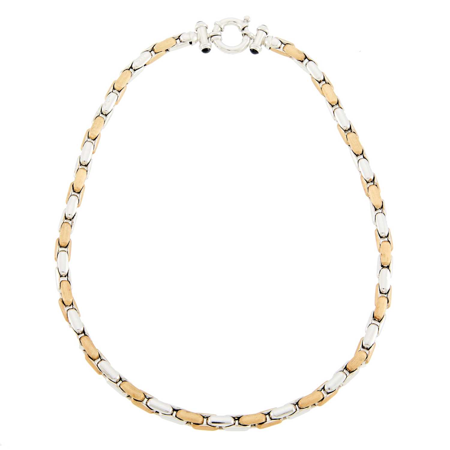 Lot 2285 - Two-Color Gold and Black Onyx Necklace