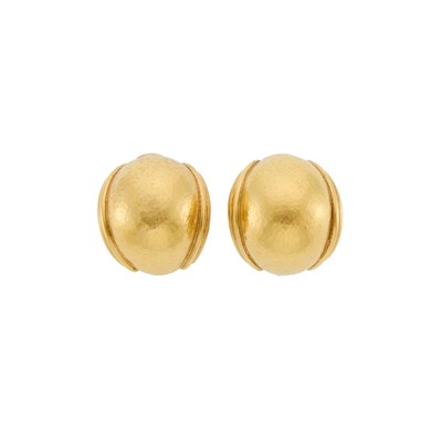 Lot 2329 - Elizabeth Locke Pair of Hammered Gold Dome Half Hoop Earclips