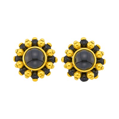 Lot 6 - Verdura Pair of Gold and Black Onyx Earclips