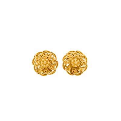 Lot 2325 - Hammerman Brothers Pair of Gold Earclips