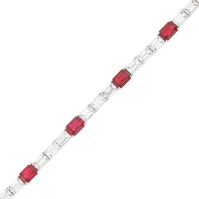 Lot 137 - Hammerman Brothers Platinum, White Gold, Ruby and Diamond Bracelet