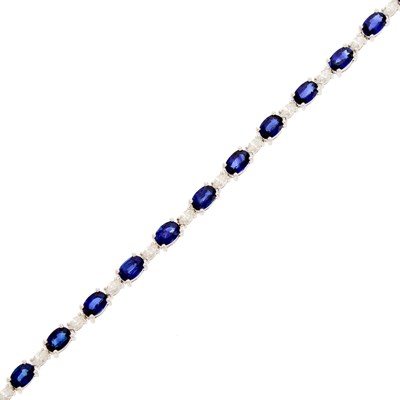 Lot 2119 - White Gold, Sapphire and Diamond Bracelet