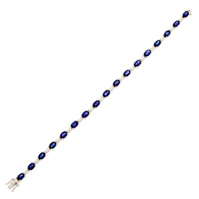 Lot 2119 - White Gold, Sapphire and Diamond Bracelet