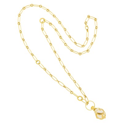 Lot 1011 - Temple St. Clair Gold, Rock Crystal and Diamond 'Vine Amulet' Pendant with David Yurman Long Gold Chain Necklace