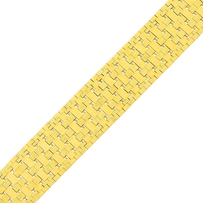 Lot 160 - Cartier Wide Gold Basketweave Bracelet