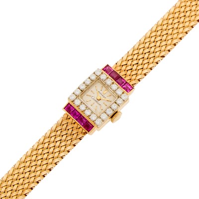 Lot 2104 - Movado Gold, Ruby and Diamond Wristwatch, Retailed by Cartier