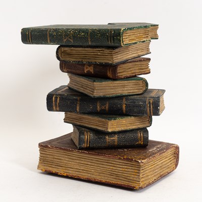 Lot 243 - Carved Painted Wood Stack of Books