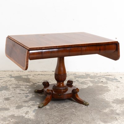 Lot 2 - English Burlwood Drop-Leaf Pedestal Table